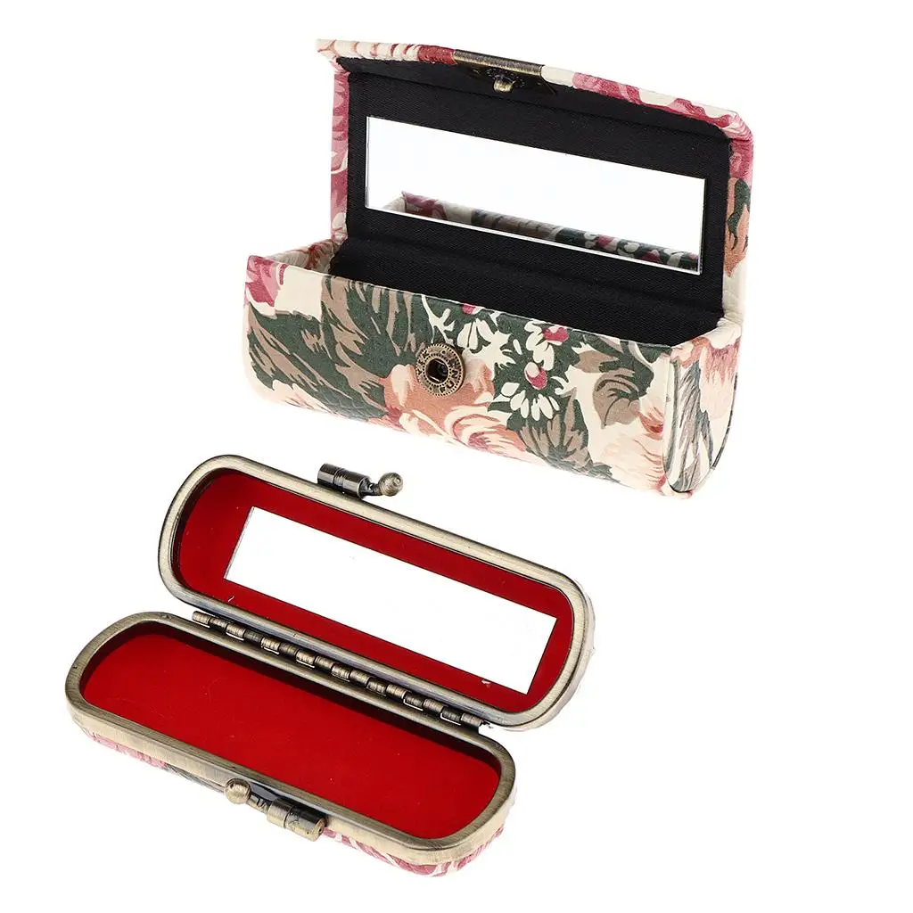 Lipstick case lipstick box storage case with mirror and snap closure, design