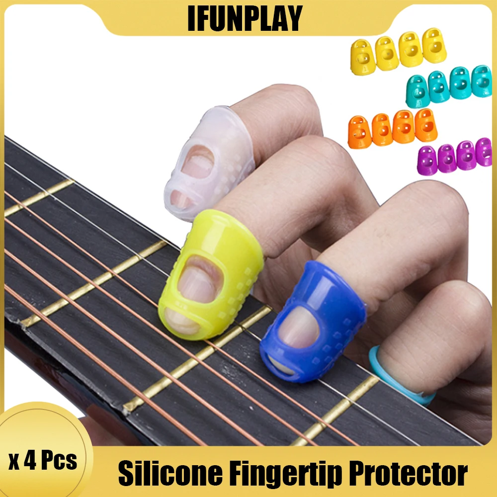 4pcs/set Guitar String Finger Guard Fingertip Protector Silicone Left