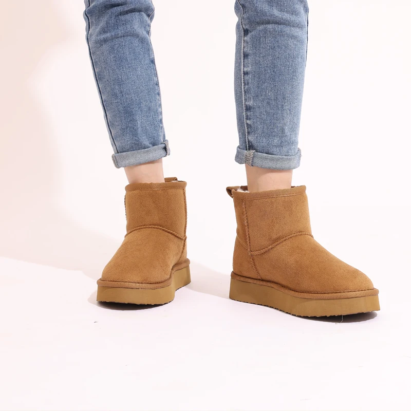 Comwarm Winter-Schneestiefel für Damen, dicker Boden, Plüsch, flauschige Schneestiefel, bequeme Haus-Pelzstiefel, rutschfeste Plateau-Baumwollschuhe – Detail 3