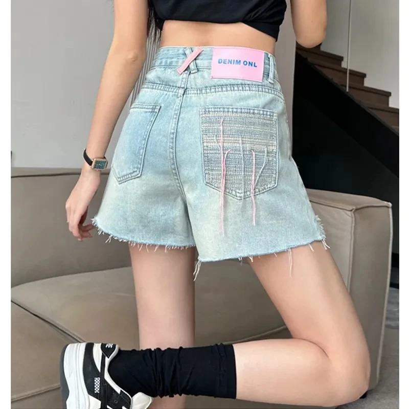 GAODINGLAN Y2k High Waist Hole Women Denim Shorts Sexy Beggar Loose Wide Leg Thin Hot Pants Summer Spice Girl Mini Jeans Female