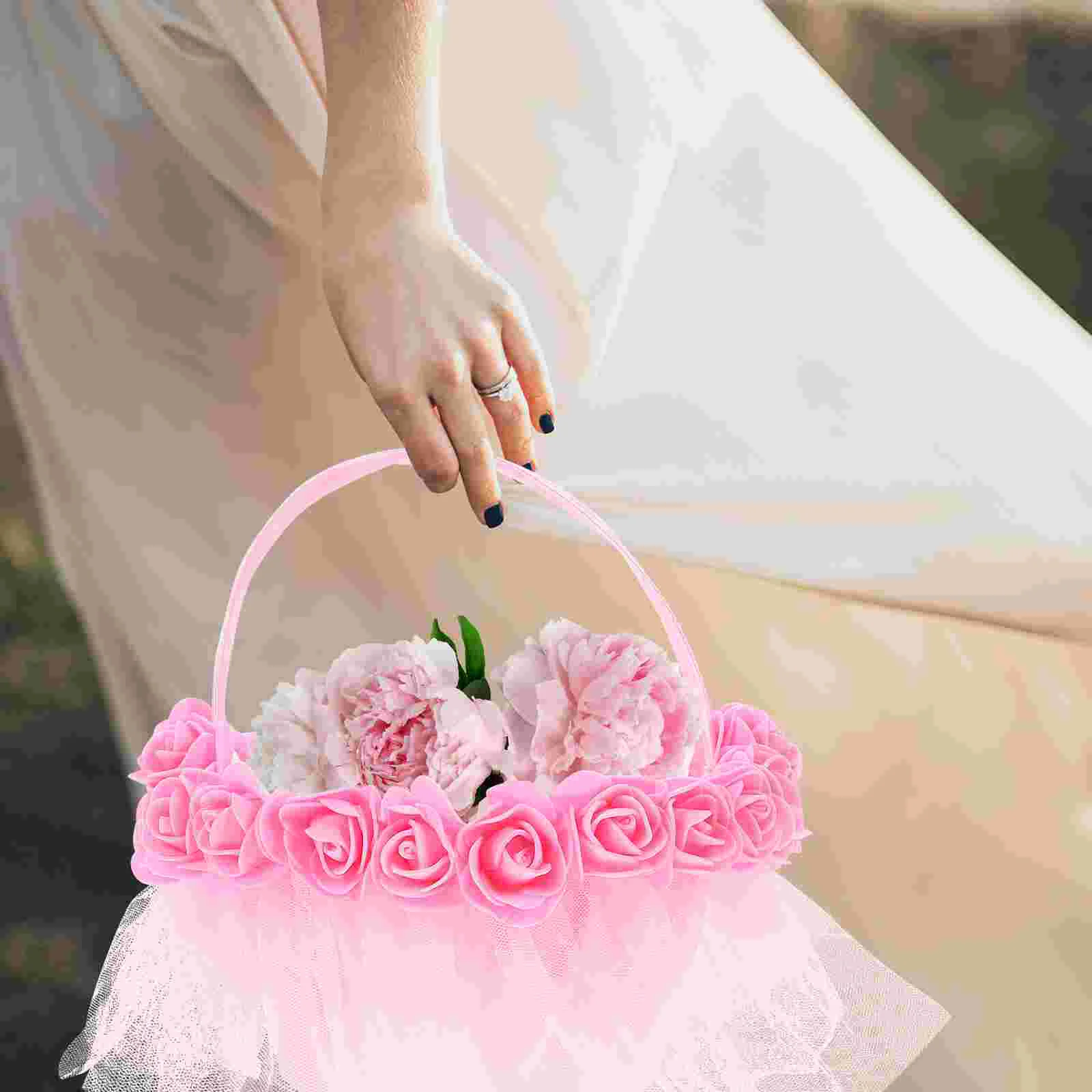 

Wedding Flower Basket Baskets for Decor Girl Party Supplies Outdoor Indoor Happy Small Plastic Rustic Petal Ornament