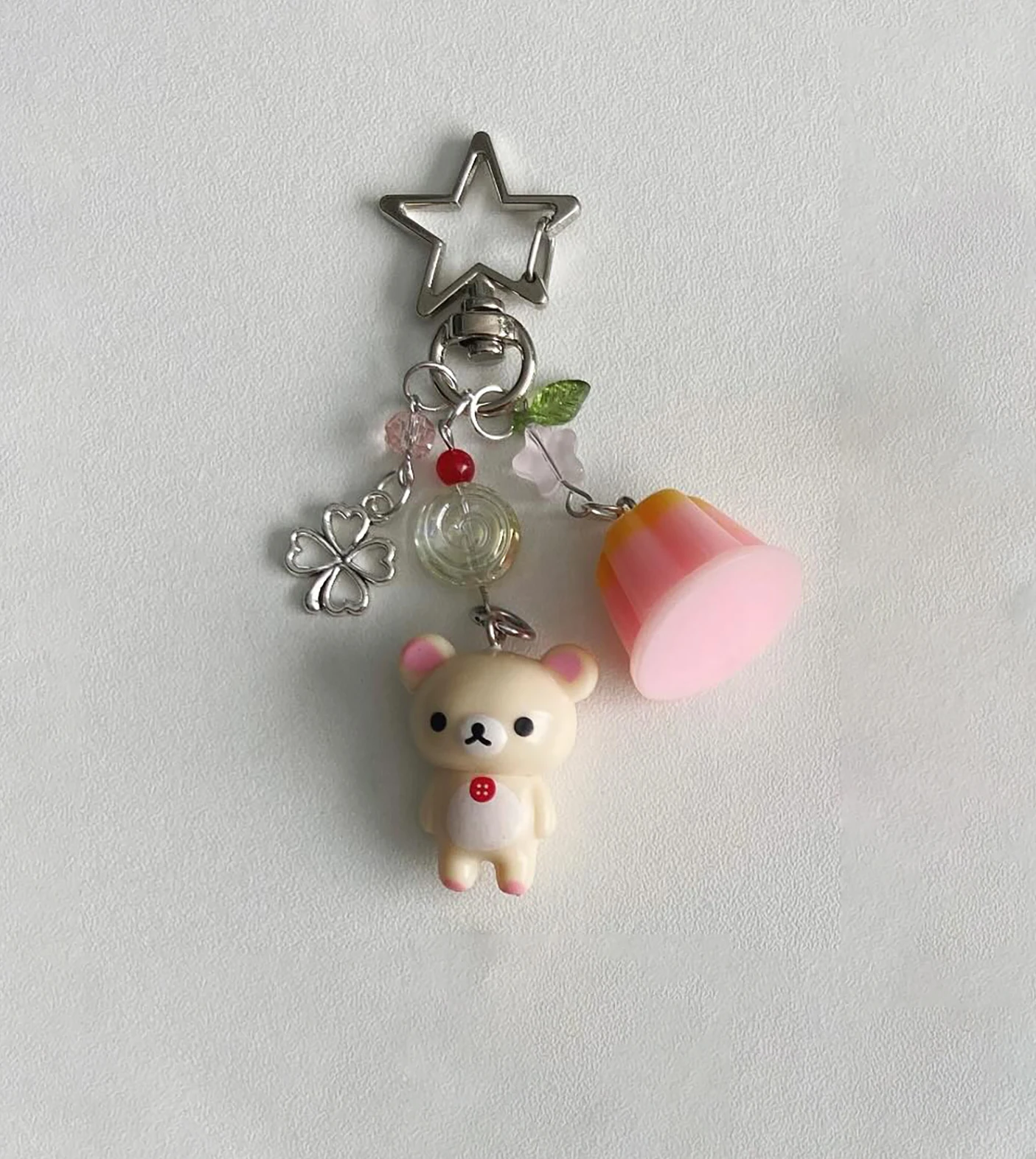 Handcrafted Beaded Bear Duo Keychain