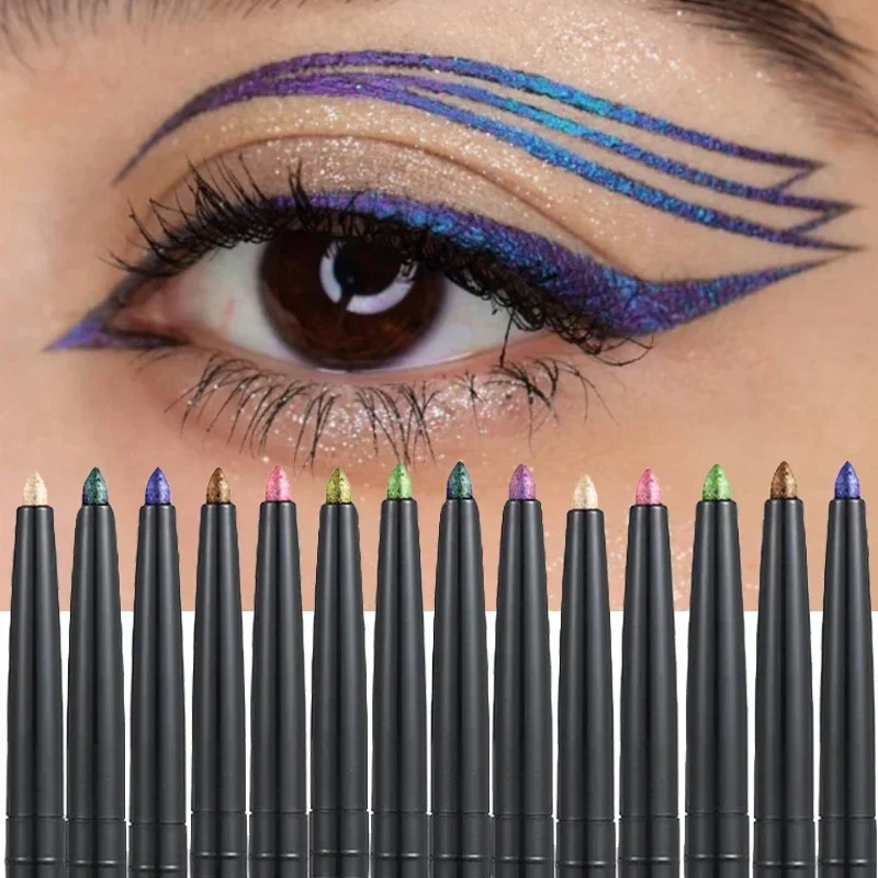 1PCS Shiny Metallic Eyeliner Gel Pen Multi Chrome Eye Liner Makeup Waterproof Long Lasting Aurora Eyes Glitter Pigment Cosmetics