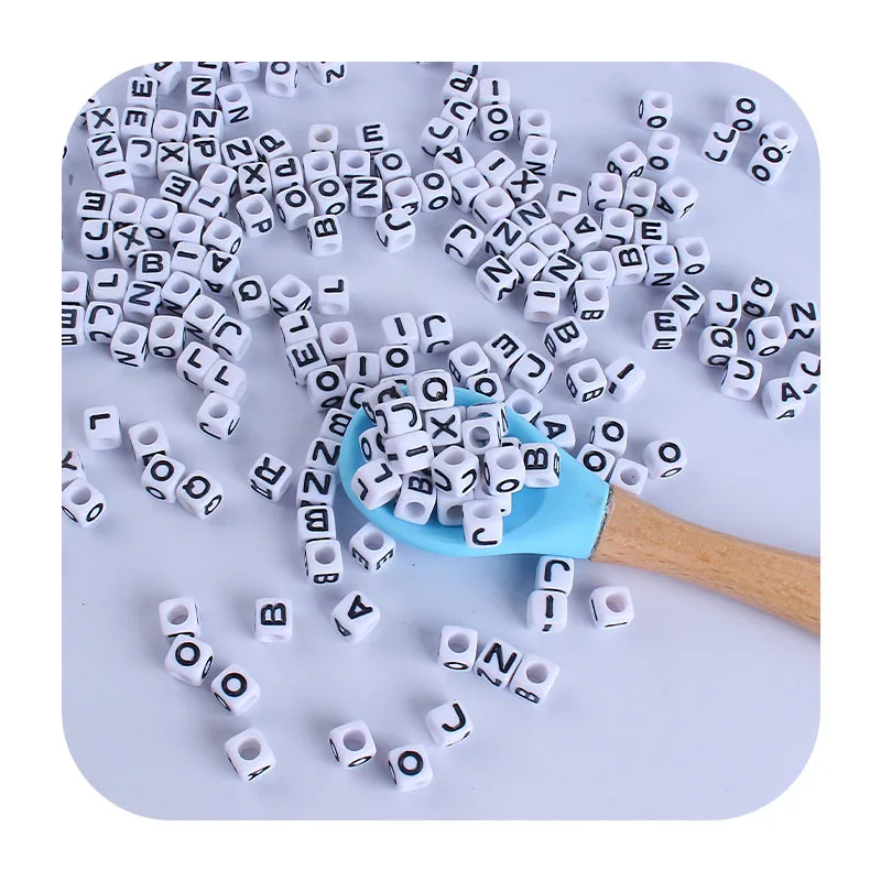 

ABCPICK 100Pcs 7MM Cube Letter Acrylic Beads Loose Spacer Alphabet Beads English Letter For Jewelry Making DIY Accessories