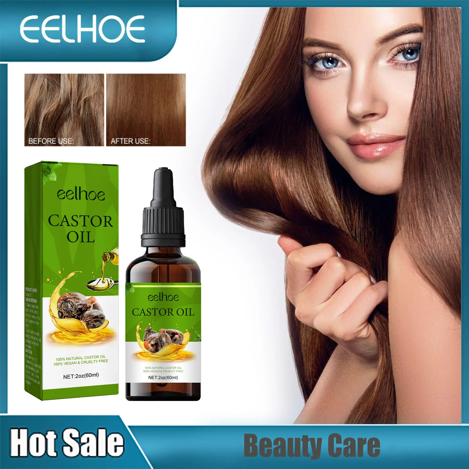 

Castor Hairs Oil Repairing Damaged Hairs Treatment Essential Oil Dry Frizz Hydrated Scalp Care Nourishment Serum Products Beauty