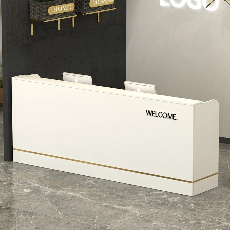 

Lectern Modern Reception Desk Salon Store Barbershop Information White Reception Desk Front Desk Comptoir Caisse Bar Furniture