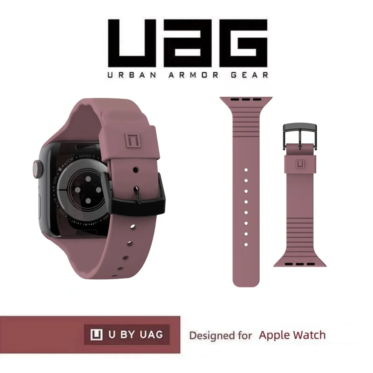 

Urban Armor Gear UAG [U] Aurora Silicone Strap for Apple Watch 38/40/41mm 42mm/44mm/45mm/49mm Stainless Steel hardware Clasp