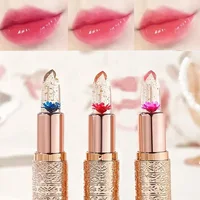 Temperature Color Changing Women Flower Lipstick Transparent Waterproof Moisturizing Crystal Jelly Pearlescent Lip Balm Cosmetic