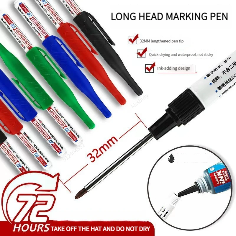 

4/5 шт. 32 мм маркеры с глубоким отверстием для ванной комнаты водонепроницаемые украшения для ванной комнаты для деревообработки многофункциональные масляные маркеры с длинной головкой ручка