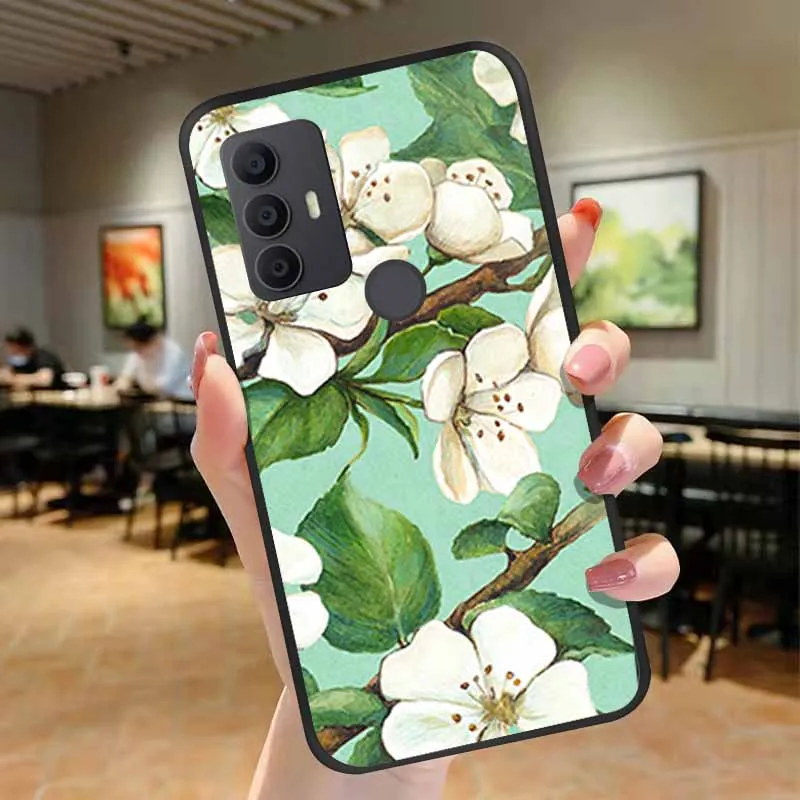 Фото Для TCL 30 40 SE 305 306 40R 403 405 чехол 3D цветок мягкий рельефный тисненый силиконовый чехол для TCL 30 SE 40SE Etui TCL40SE №4