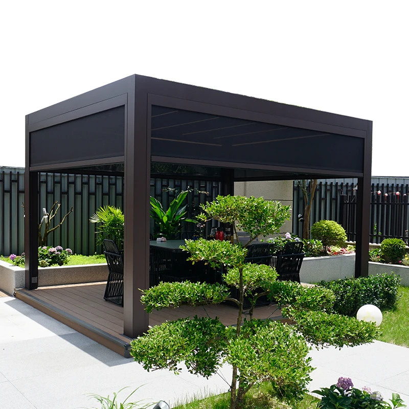 China Manufacturer Motorized Waterproof Louver Roof Gazebo Garden Bioclimatic Aluminum Arches Arbours Pergola Canopy
