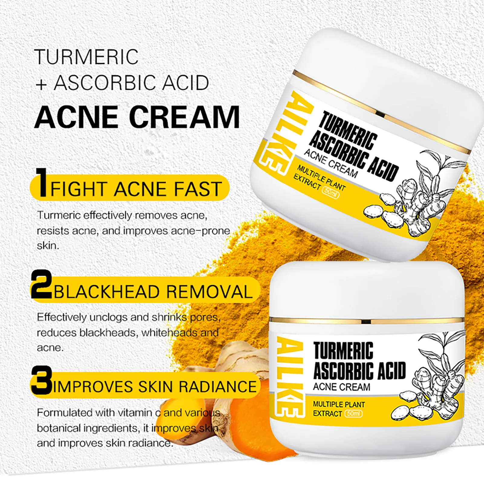 Organic Turmeric Skin Care Kit, Brighten, Clean, Remove Darkness, Spots, Acne, Lighten, Hydration, Exfoliate, Even Skin Tone