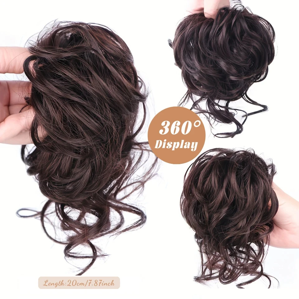 Synthetic Hair Blonde Black Curly Bun Bands For Women