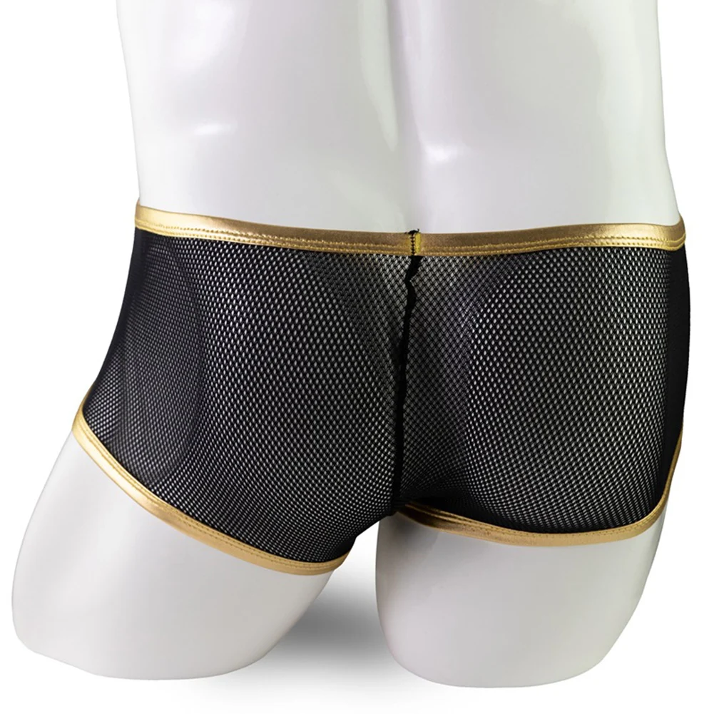 

Sexy Men Boxers Mesh Translucent Underwear Big Pouch U Convex Low Waist Panties Gay Hip Lift Lingerie Breathable Underpants