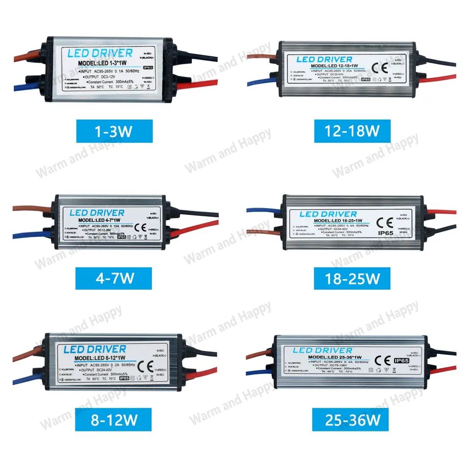 1 PZ Driver LED 300mA e 250mA 1-3W 3-5W 4-7W 8-12W 12-18W 25-36W Alimentatore LED 350mA AC90-265V trasformatore di illuminazione (Color : 8- 12W, Size : 300MA_85-265V