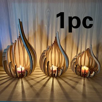Modern Wooden Candleholder Centerpiece 1