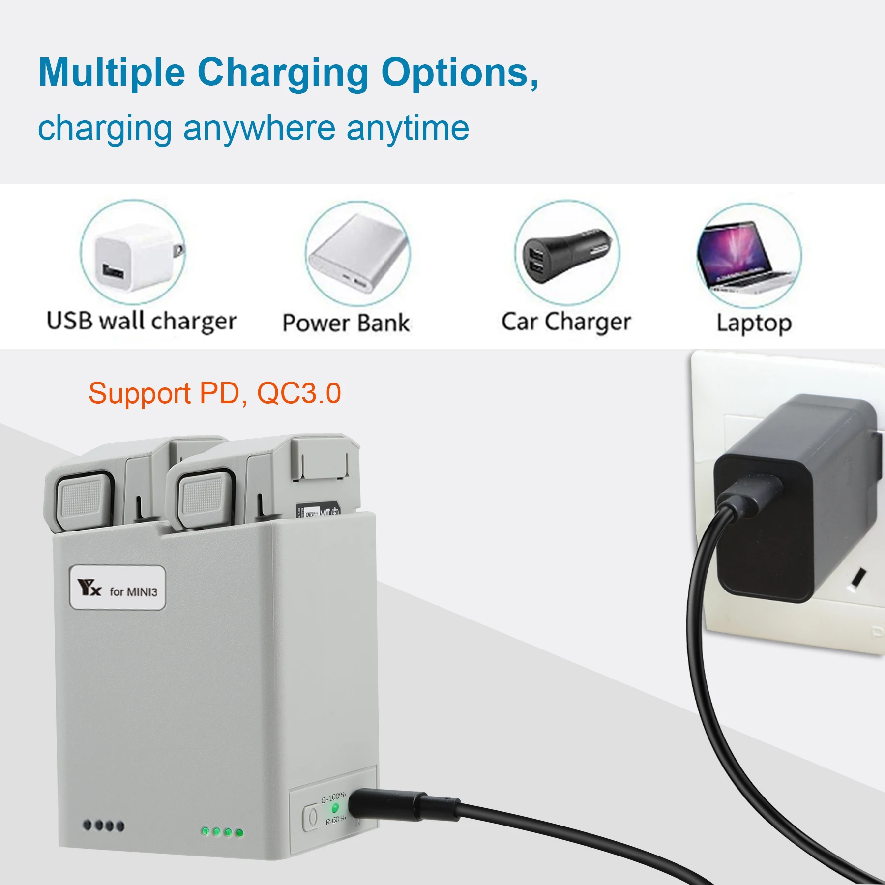 Description Picture 6 of itemCharger Hub for DJI Mini 4 pro/Mini 3 Pro/Mini 2/4K Drone Battery Charging Butler Two-way Charging 2 Batteries Drone Accessories
