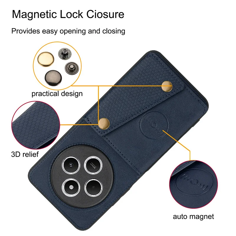 PU Leather Wallet Card Holder Case with Car Magnetic Back Cover - Universal Smartphone Cover
