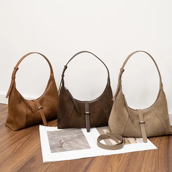 New Natural Suede Leather Shoulder Bags 1
