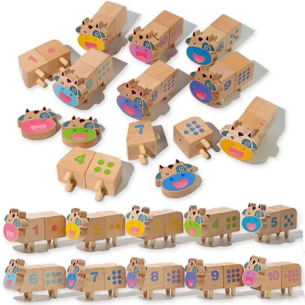 

Kidstoy Wooden Cow Pairing Color And Numbers Matching Montessori Toy Teaching Xmas Math Aids Children Gift Toys Cognition V2A7