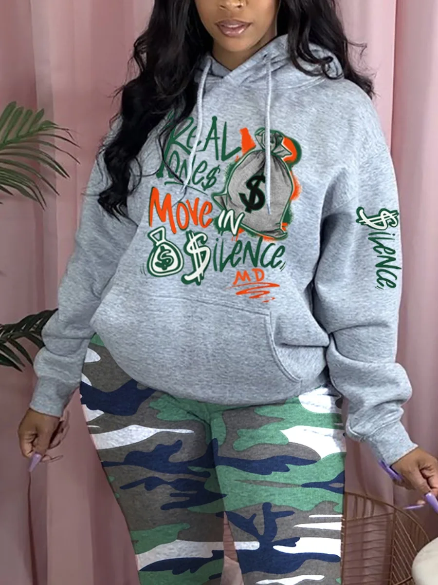 LW Plus Size Hoodie Letter Print Pocket Hoodie Casual Loose Hoodie women's Sweatshirt 2023 NEW Autumn winter women Hoodie