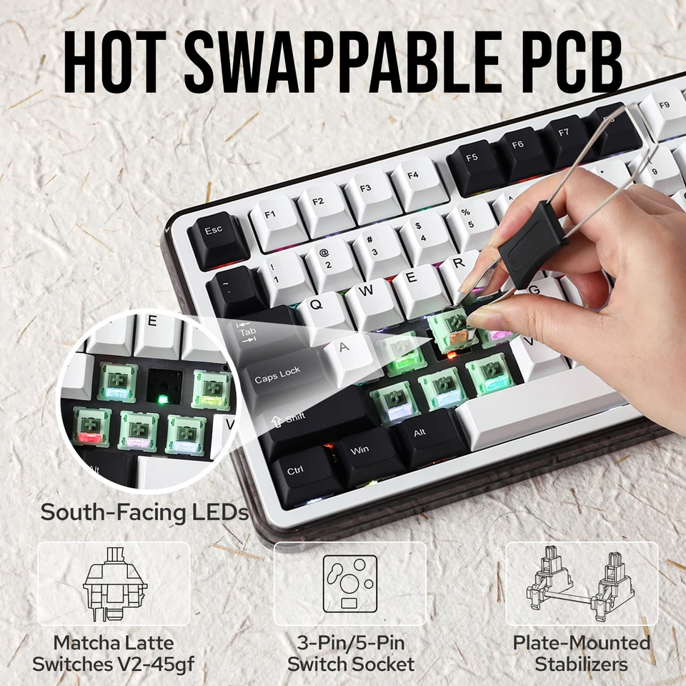 KiiBOOM Breeze 75 75% アルミニウム & アクリル ホットスワップ対応