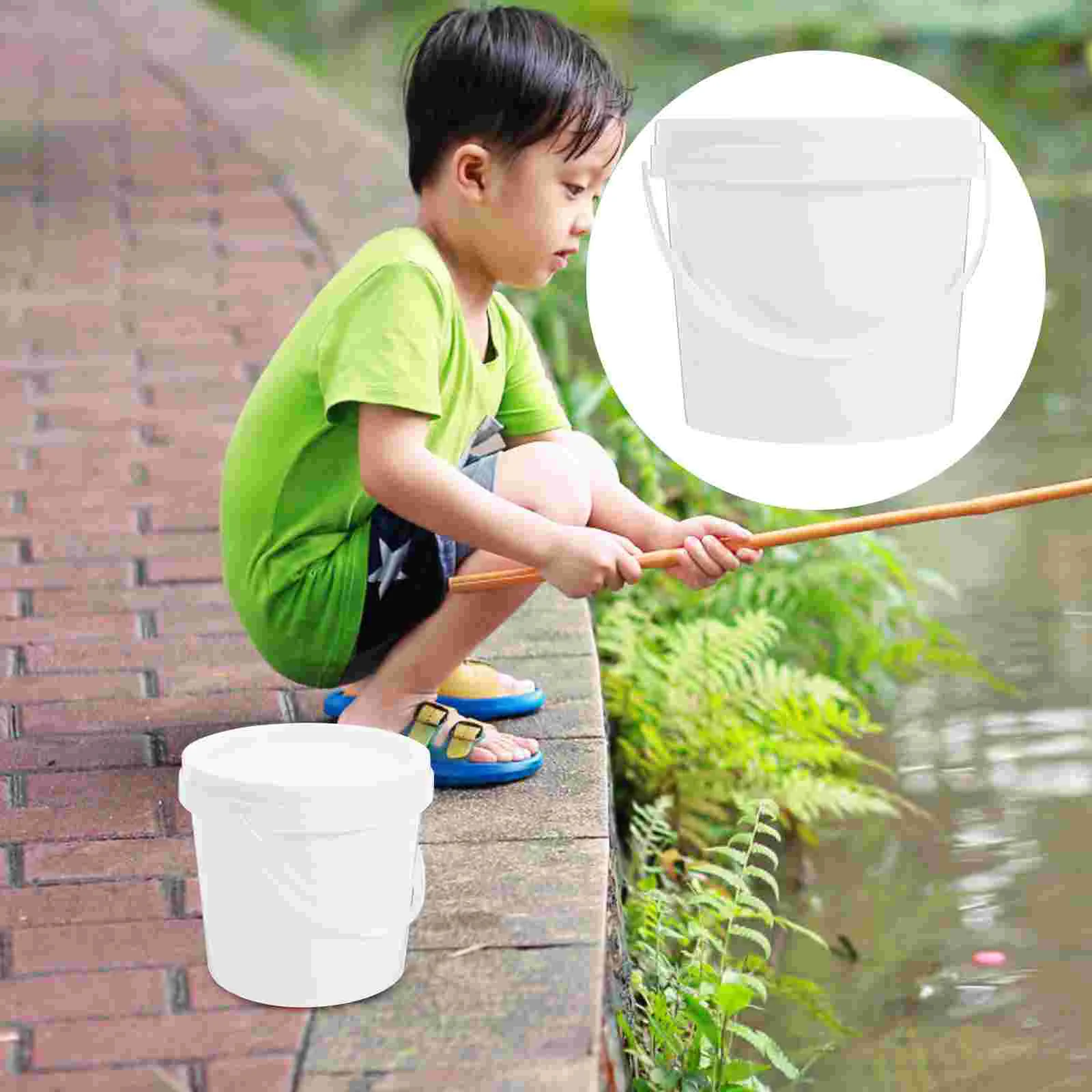 

10Pcs Plastic Bucket with Lid Farm Multipurpose Bucket Portable Food Water Buckets