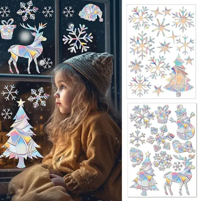 크리스마스 레인보우 스티커 방에 활력을 더하는 아름다운 장식품