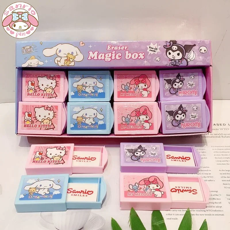 

New Cartoon Sanrio Eraser 24pcs Fun Melody Kuromi Creative Ice Cream Shape Eraser Stationery Prizes For Primary School Students