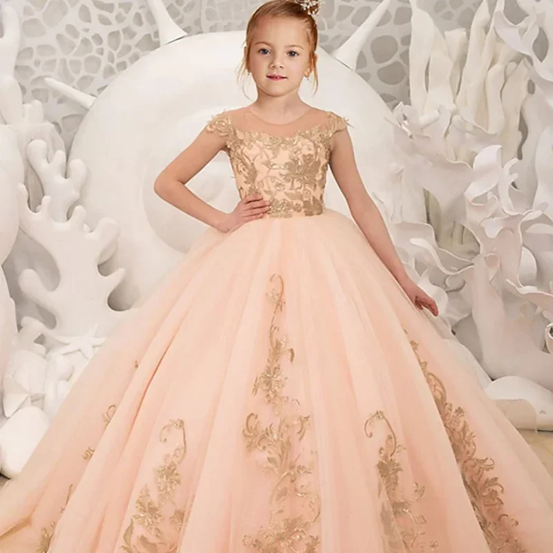 

Flower Girl Dresses Sleeveless O-Neck Floor-Length A-LINE Princess Dress for Wedding Bridesmaid Birthday First Communion Gown
