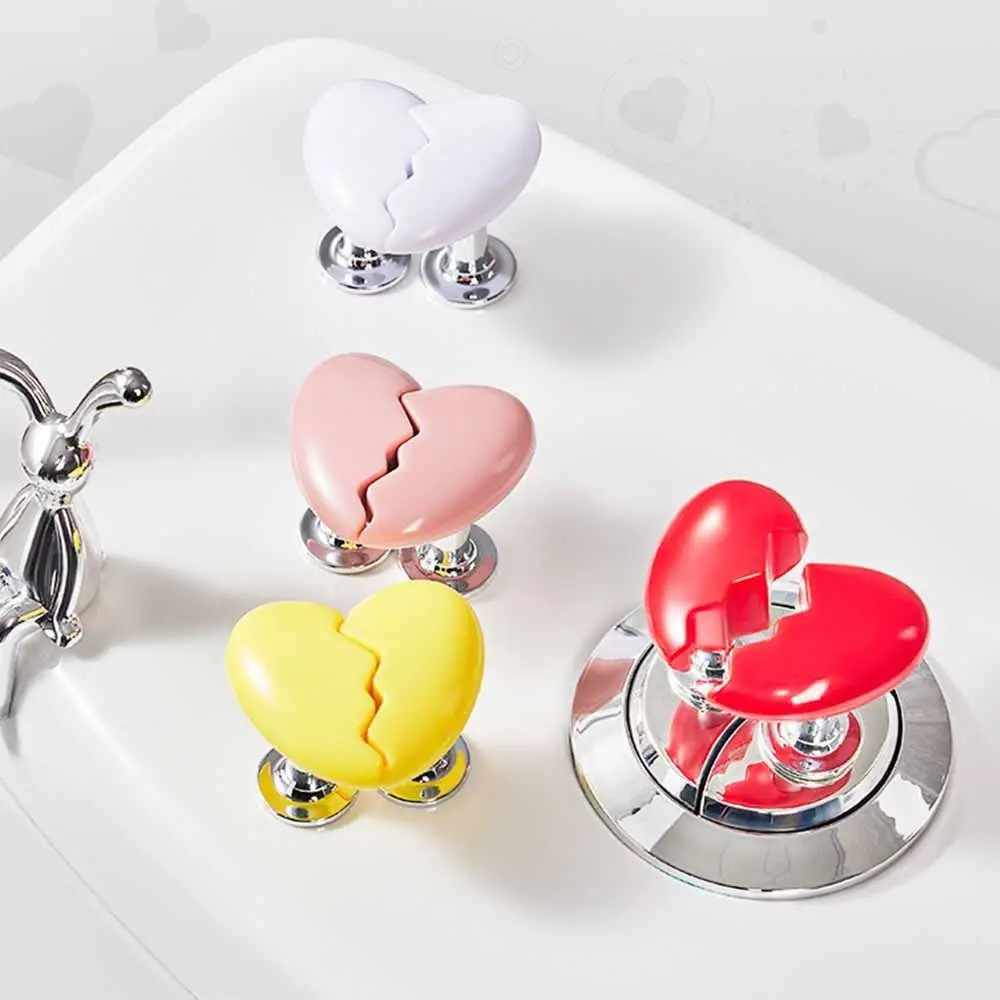 Broken Heart Shape Toilet Press Nail Protector Colorful Toilet Button Self-Adhesive Tank Flush Button Bathing Room Decor