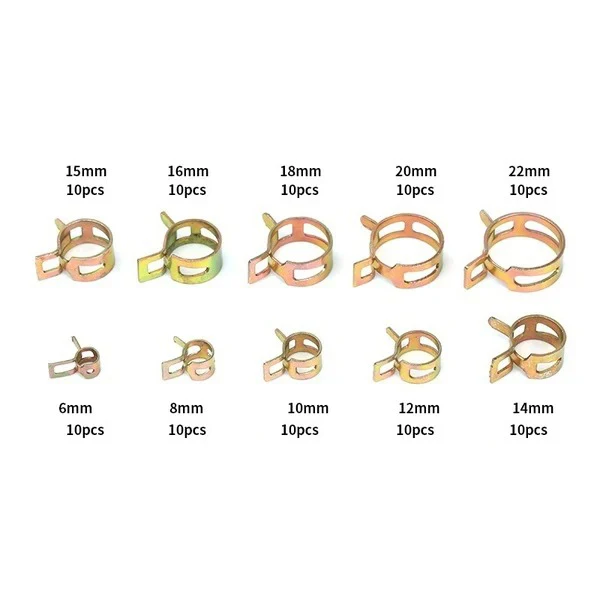 hose clamps 10PCS 6MM~22MM Hose Clamp Zinc Plated Spring Hose Pipe Clamps Air Clip Clamp