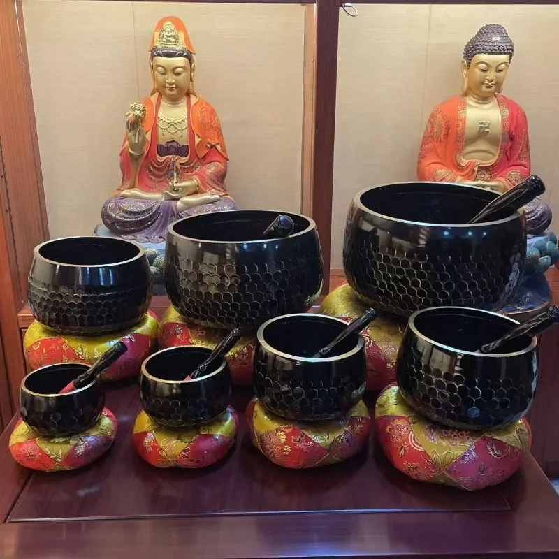 Campana tibetana in ottone da 4 pollici per meditazione yoga fatta a mano Campane tibetane da 12 pollici Strumenti a percussione per terapia del suono - immagine 6