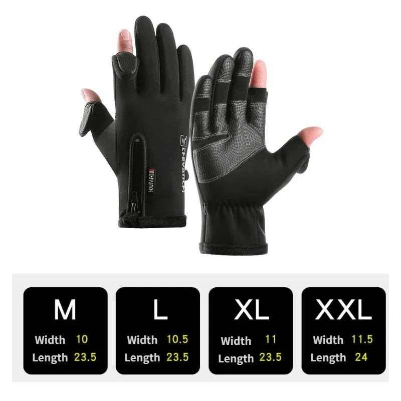 Waterproof Winter Gloves Fingerless Touch Screen Thicken Velvet Women Men Gloves For Cycling Fishing Skiing Warm Protection