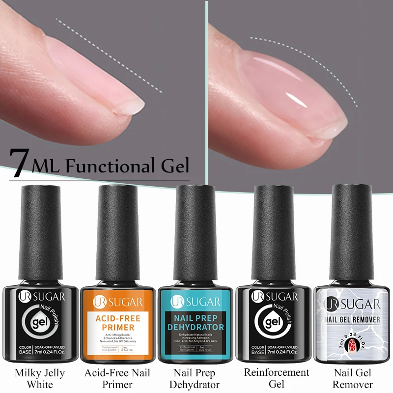 UR SUGAR 7ml Reinforcement Gel Nail Polish Function Gel Thick Base Gel Top Coat Transparent Soak Off UV LED Nail Art Manicure 6