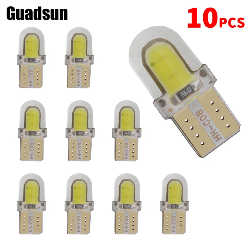 

Guadsun 10PCS T10 W5W 194 168 147 LED COB 8SMD 3W For Parking Bulb Wedge Clearance Lamp CANBUS Silica Gel Interior Dome Light
