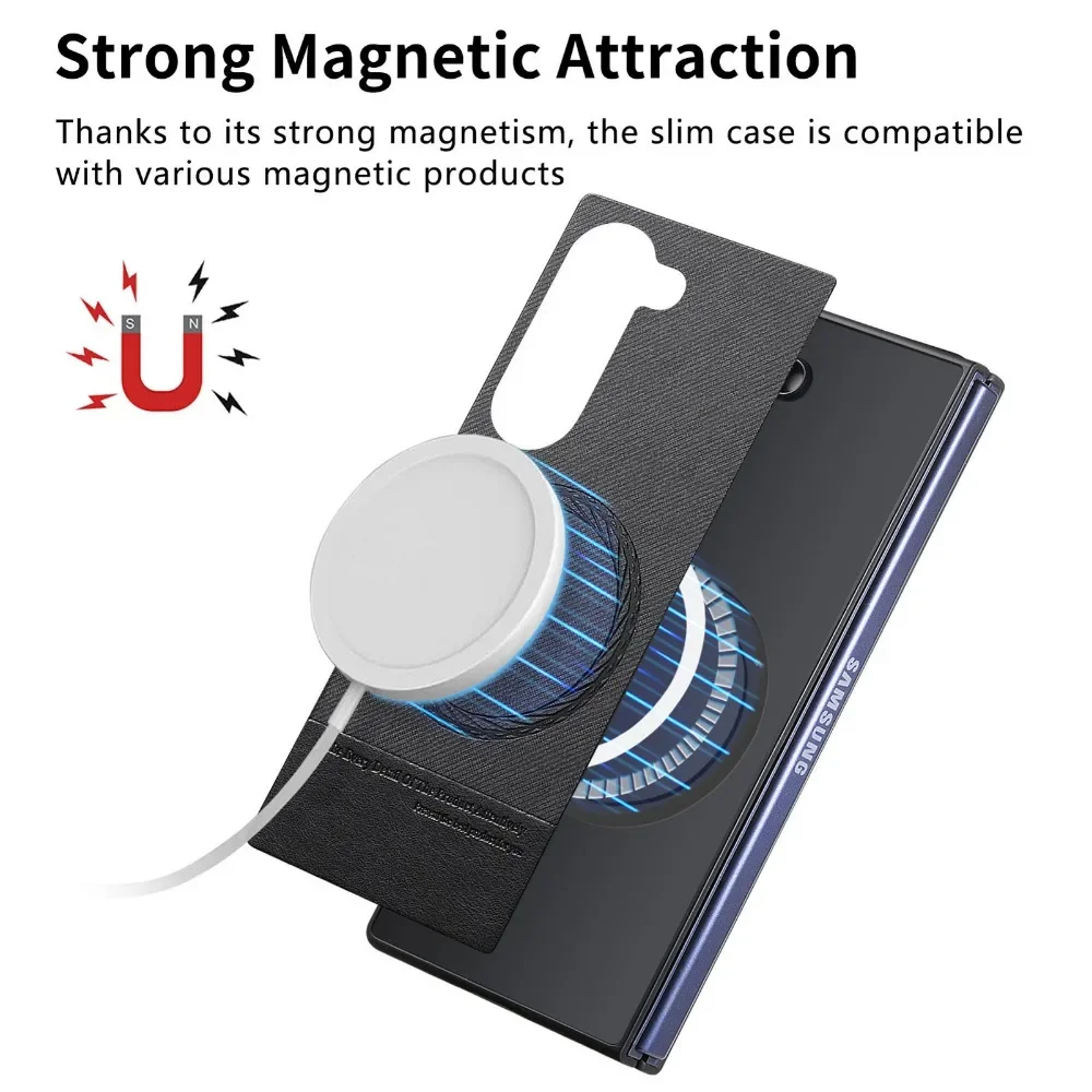 Enhanced Magnetic Oblique Cloth Texture Phone Case - Durable Hard PC Protective Cover