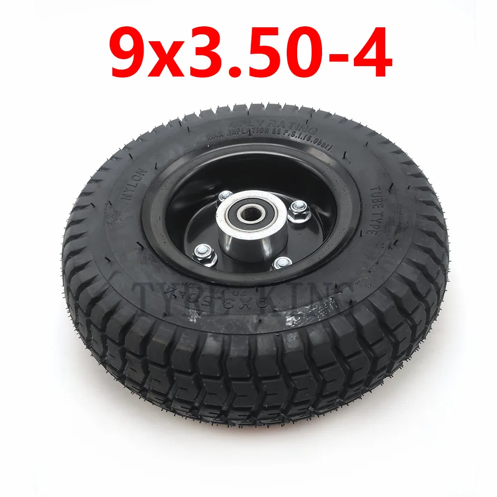 Lot De 2 Roues Arrière Complètes 9x3.50-4 Pour Chariot, Scooter Ou Tricycle électrique - Pneu Et Jante Noirs