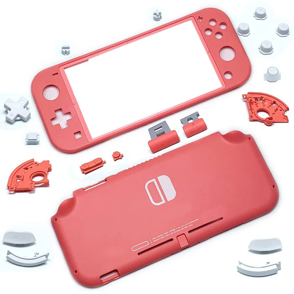 Substituição de plástico Shell Habitação Case, botões para Nintendo Switch Lite Console, Frente Voltar Faceplate Cover - Coral