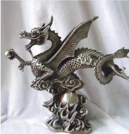 

Details about China Tibet silver carved swiftly dragon play bead Sculpture decoration bronze factory outlets