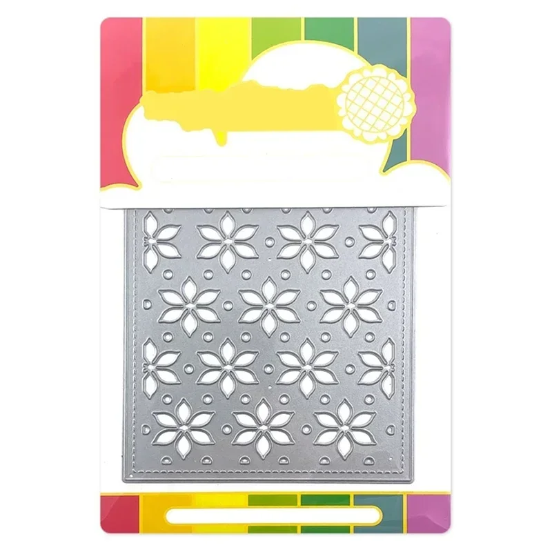 

Новинка 2021, прямоугольный фон, цветок, металлические Вырубные штампы для рукоделия, изготовление бумажных поздравительных открыток, скрапбукинг, без прозрачных штампов