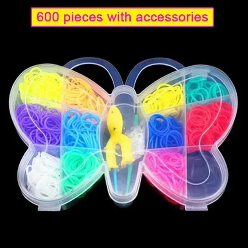 Loom band kit Colorful Loom Bands Set Candy Color Bracelet Making DIY Rubber Band Woven Bracelet Girls Kids Craft Toys Gifts 600pcs