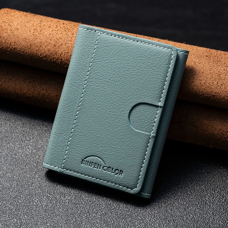 Compact Magnetic Leather Wallet with Stand and Card Holder Functionality