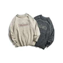 

Korean Style Autumn Winter Casual Hong Kong-style Pullover Sweater Men's Couple Loose Ins Letter Knit Sweater Sueters De Hombre