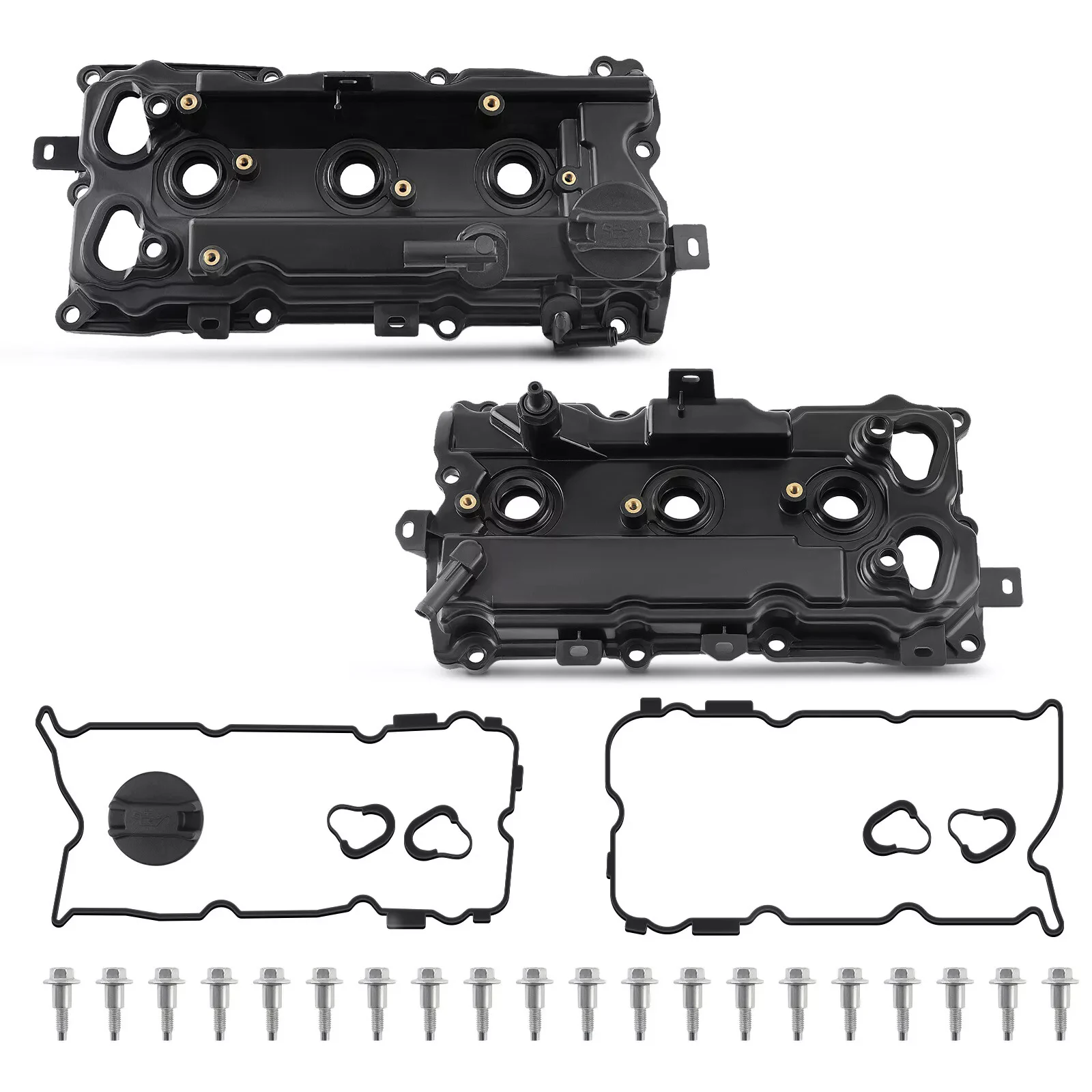 2pcs Cam Rocker Cover W/Gasket Screw Oil Cap Engine Valve Cover Wear Resist Camshaft Rocker Cover OE 13264-9N00A 13264-9N00B