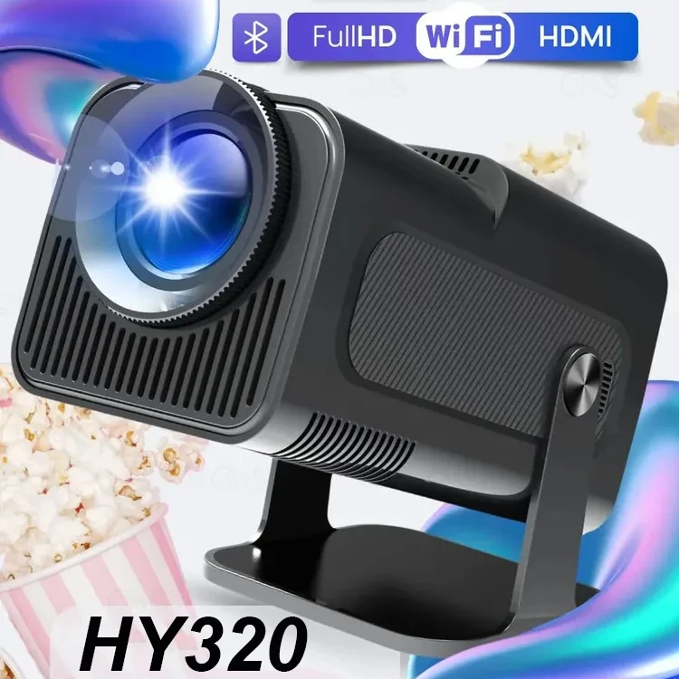 쇼트 포커스 1080P 4K HD 프로젝터 HY320 안드로이드 WIFI 휴대용 디지털 프로젝터 (가정 및 모바일 프로젝션용)