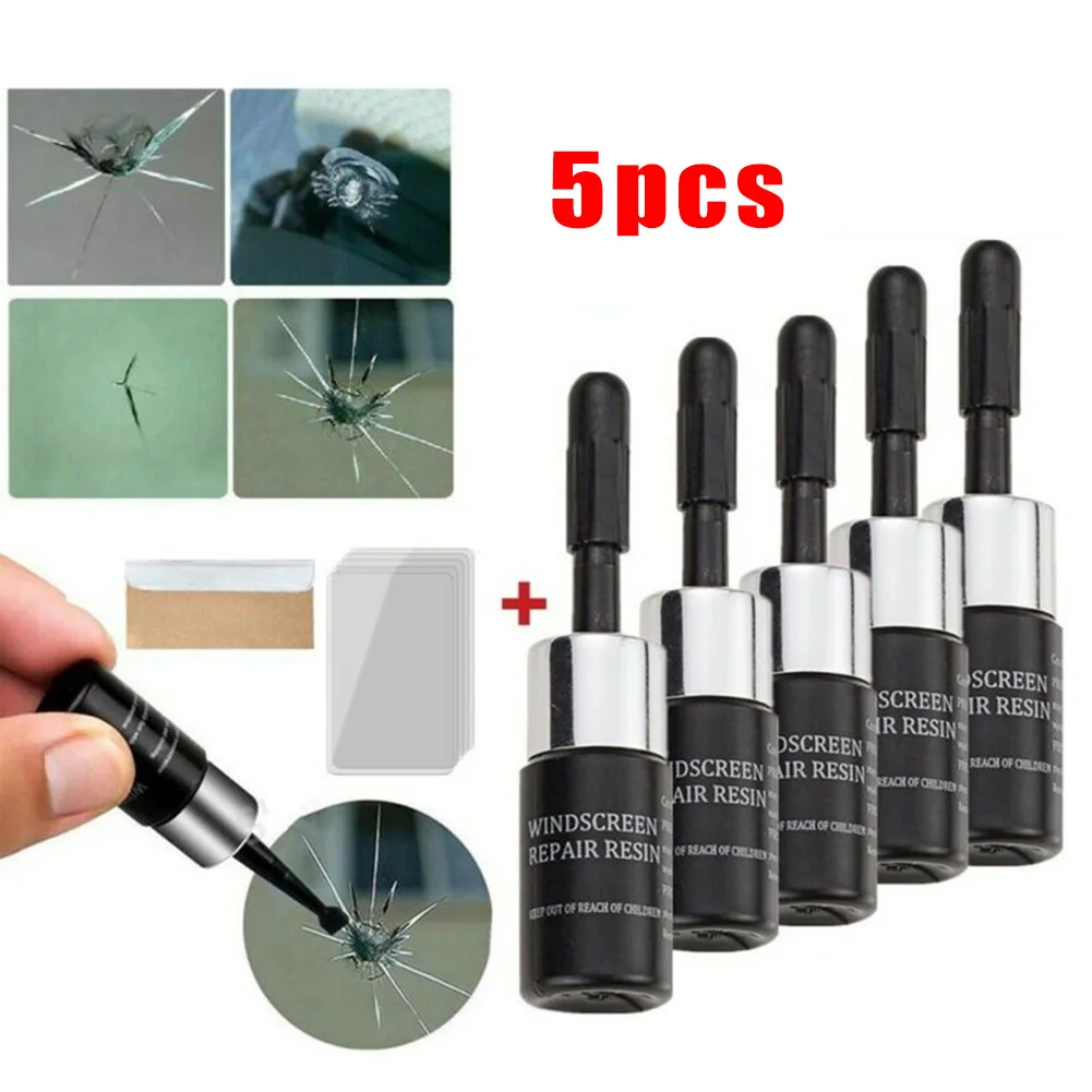 5Pcs Auto Glass Nano Repair Fluid Parabrezza Riparazione Vetro Riparazione Fluido Car Window Scratch Rebuild Crack Restore Tool Kit