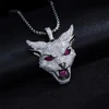 VANAXIN Iced Out Men's Hip Hop Wolf Head Pendant Animal Necklace CZ Zircon Rock Punk Rapper Black Gun Jewelry Gift 3