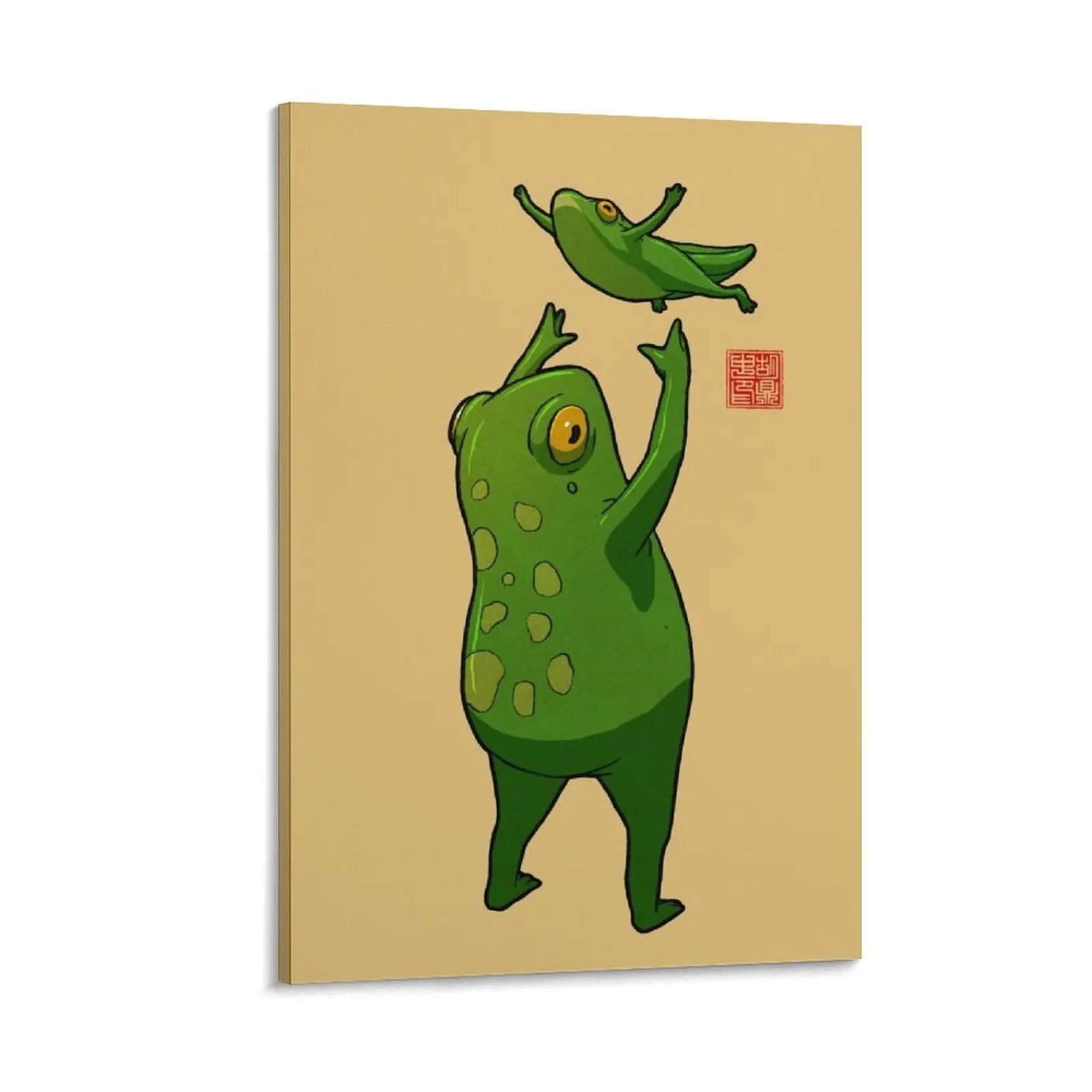 

Frog and her Sprog Playing Mother's Day Canvas Painting art mural Decoration home Picture on the wall