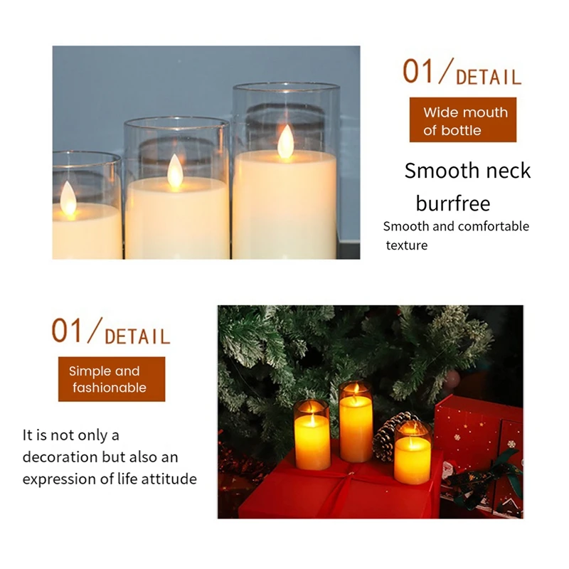 Plastic Cover One-Piece Simulation Wedding Bar Decoration Birthday Remote Control LED Electronic Candle Light, Easy To Use Set D